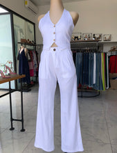 Set de chaleco y pantalón de lino. Chaleco y pantalón blanco de lino