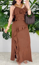Vestido Maxi Cascada Marron