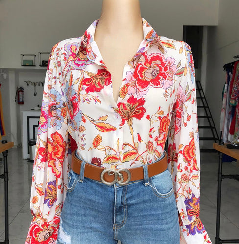 Camisa floreada mujer online